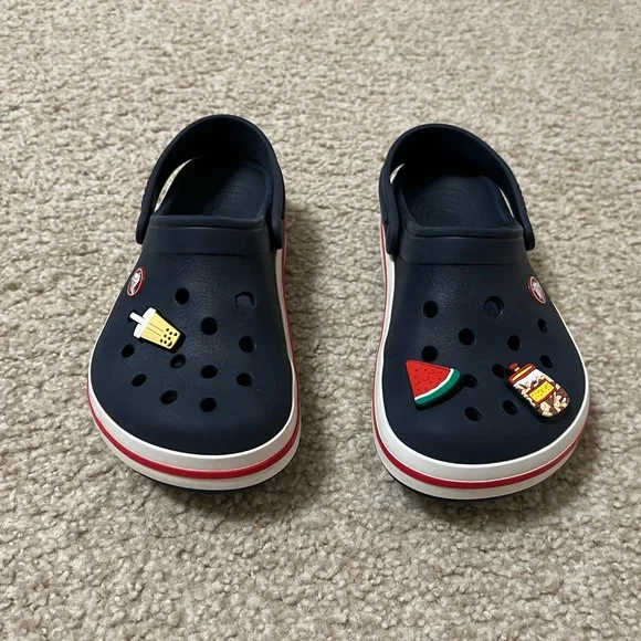 Kids Navy Clogs with Fun Charms - Picture 3 of 7